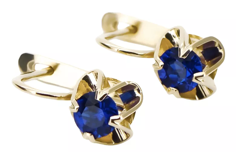 Vintage Earrings Sapphire 14K Yellow gold vec018y